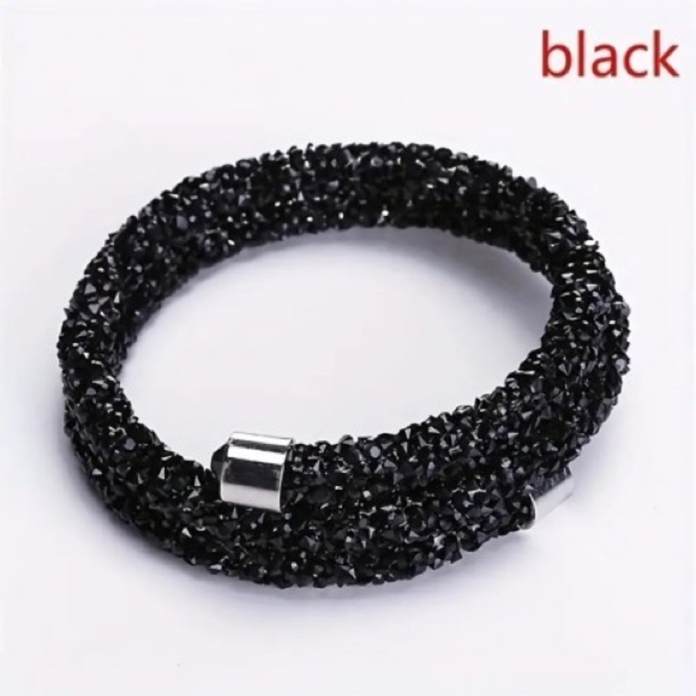 NWOT Crystal Wrap-Around Bracelet, black/silver